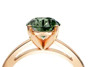 Solitaire Engagement Ring Setting for Fancy Green Round Cut Center with Basket Rail and Prong Head in Rose Gold