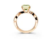 Crossover Engagement Ring Setting for Fancy Yellow Asscher Cut Center with Pave and Plain Strands and Prong Head in Rose Gold