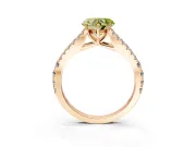 Solitaire Engagement Ring Setting for Fancy Yellow Heart-Shaped Center with Pave Split Shank and Prong Head in Rose Gold