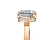 Hidden Halo Engagement Ring Setting for Radiant Cut Center with Wide Flat Plain Band and Prong Head in Rose Gold