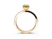 Solitaire Engagement Ring Setting for Fancy Yellow Emerald Cut Center with Round Cut Pave Band and Prong Head in Rose Gold
