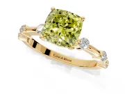 Solitaire Engagement Ring Setting for Fancy Yellow Cushion Cut Center with Bezel Station Band and Prong Head in Yellow Gold