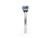 Solitaire Engagement Ring Setting for Fancy Blue Cushion Cut Center with Knife Ridge Band and Claw Prong Head in Sterling Silver