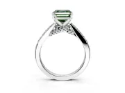 Solitaire Engagement Ring Setting for Fancy Green Asscher Cut Center with Crossover Accents and Prong Head in Sterling Silver