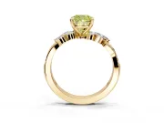 Solitaire Engagement Ring Setting for Fancy Yellow Cushion Cut Center with Marquise Accent Twist Band and Prong Head in Yellow Gold