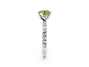 Solitaire Engagement Ring Setting for Fancy Yellow Round Cut Center with Micro Pave Band and Prong Head in Platinum