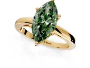 Solitaire Engagement Ring Setting for Fancy Green Marquise Center with Basket Rail and Prong Head in Yellow Gold