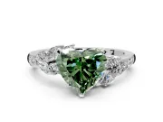 Solitaire Engagement Ring Setting for Fancy Green Heart-Shaped Center with Marquise Accent Twist Band and Prong Head in White Gold