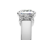 Solitaire Engagement Ring Setting for Princess Cut Center with Wide Band, Pave Collar and Prong Head in Sterling Silver