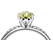 Solitaire Engagement Ring Setting for Fancy Yellow Pear-Shaped Center with Milgrain X Pattern Band and Prong Head in Platinum