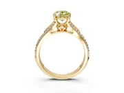 Solitaire Engagement Ring Setting for Fancy Yellow Oval Center with Pave Rail Split Shank and Prong Head in Yellow Gold