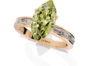 Solitaire Engagement Ring Setting for Fancy Yellow Marquise Center with Channel Baguette Band and Prong Head in Rose Gold