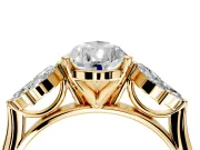 Floral Cluster Engagement Ring Setting for Pear-Shaped Center with Marquise Accents and Prong Head in Yellow Gold