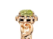 Halo Engagement Ring Setting for Fancy Yellow Cushion Cut Center with Open Scroll Shoulders and Prong Head in Rose Gold
