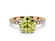 Solitaire Engagement Ring Setting for Fancy Yellow Round Cut Center with Large Accents and Prong Head in Rose Gold