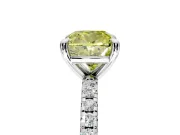 Solitaire Engagement Ring Setting for Fancy Yellow Cushion Cut Center with Fine Pave Narrow Band and Prong Head in Sterling Silver