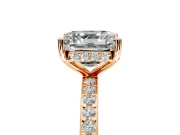 Solitaire Engagement Ring Setting for Asscher Cut Center with Fine Pave Band and Prong Head in Rose Gold