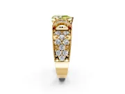 Pave Engagement Ring Setting for Fancy Yellow Pear-Shaped Center with Curved Accent Rows, Openwork and Prong Head in Yellow Gold