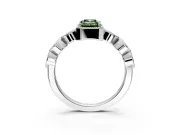 Vintage Station Engagement Ring Setting for Fancy Green Emerald Cut Center with Accents and Prong Head in Platinum