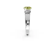 3 Stone Engagement Ring Setting for Fancy Yellow Round Cut Center with Raised Basket Heads and Prong Head in Platinum