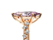 Solitaire Engagement Ring Setting for Fancy Pink Marquise Center with Trailing Leaf Accent Band and Prong Head in Rose Gold