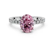 Solitaire Engagement Ring Setting for Fancy Pink Oval Center with Large Accents and Prong Head in Sterling Silver