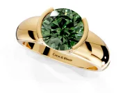 Tension Engagement Ring Setting for Fancy Green Round Cut Center with Wide Flat Band and Tension Head in Yellow Gold