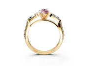 Channel-Set Engagement Ring Setting for Fancy Pink Marquise Center with Baguette Band and Prong Head in Yellow Gold