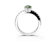 Solitaire Engagement Ring Setting for Fancy Green Pear-Shaped Center with Single Row Accent Band and Prong Head in Platinum