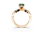 Solitaire Engagement Ring Setting for Fancy Green Cushion Cut Center with Criss-Cross Accent Band and Prong Head in Rose Gold
