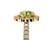Pave Halo Engagement Ring Setting for Fancy Yellow Round Cut Center with Single Row Pave Band and Prong Head in Yellow Gold