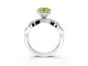 Solitaire Engagement Ring Setting for Fancy Yellow Round Cut Center with Criss-Cross Accent Band and Prong Head in Platinum