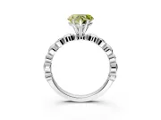 Solitaire Engagement Ring Setting for Fancy Yellow Heart-Shaped Center with Beaded Bezel Station Band and Prong Head in White Gold