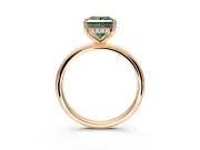 Hidden Halo Engagement Ring Setting for Fancy Green Princess Cut Center with Thin Round-Wire Band and Prong Head in Rose Gold