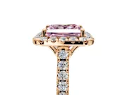 Halo Engagement Ring Setting for Fancy Pink Princess Cut Center with Raised Halo, Pave Band and Prong Head in Rose Gold