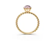 Solitaire Engagement Ring Setting for Fancy Pink Marquise Center with Plain Twisted Rope Band and Prong Head in Yellow Gold