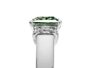 Solitaire Engagement Ring Setting for Fancy Green Princess Cut Center with Wide Band, Pave Collar and Prong Head in White Gold