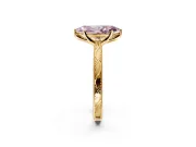 Solitaire Engagement Ring Setting for Fancy Pink Marquise Center with Engraved Milgrain Band and Prong Head in Yellow Gold