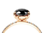 Solitaire Engagement Ring Setting for Fancy Black Oval Center with Pave Accents and Prong Head in Rose Gold