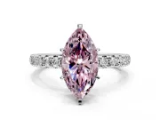 Solitaire Engagement Ring Setting for Fancy Pink Marquise Center with Shared-Prong Accents and Prong Head in Platinum