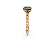 Rope Engagement Ring Setting for Fancy Green Asscher Cut Center with Accent Shoulders and Prong Head in Rose Gold