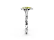Halo Engagement Ring Setting for Fancy Yellow Pear-Shaped Center with Twist Band and Prong Head in White Gold