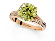 Solitaire Engagement Ring Setting for Fancy Yellow Round Cut Center with Pave Rail Split Shank and Prong Head in Rose Gold