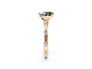 Solitaire Engagement Ring Setting for Fancy Green Oval Center with Bezel Station Band and Prong Head in Rose Gold