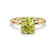 Low-Set Solitaire Engagement Ring Setting for Fancy Yellow Radiant Cut Center with Thin Plain Band and Prong Head in Yellow Gold