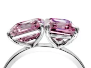 Fancy Pink Asscher Cut and Emerald Cut Lab-Grown Diamond Toi et Moi Engagement Ring with Prong-Set Stones in Sterling Silver
