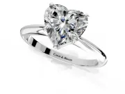 Solitaire Engagement Ring Setting for Heart-Shaped Center with Knife Ridge Band and Claw Prong Head in Platinum