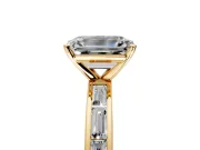 Solitaire Engagement Ring Setting for Emerald Cut Center with Channel Baguette Band and Prong Head in Yellow Gold