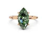 Minimalist Solitaire Engagement Ring Setting for Fancy Green Marquise Center with Thin Band and Prong Head in Rose Gold