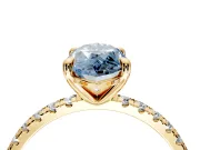 Solitaire Engagement Ring Setting for Fancy Blue Marquise Center with Fine Pave Narrow Band and Prong Head in Yellow Gold